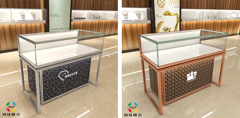 玻璃珠寶展柜H款-01前柜-1號花紋 玻璃珠寶展柜H款-01前柜-1號花紋